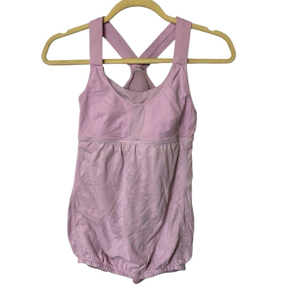 Lululemon Run Stuff Your Bra Lilac Tank Top Racer Back Build in Bra  Sz 4